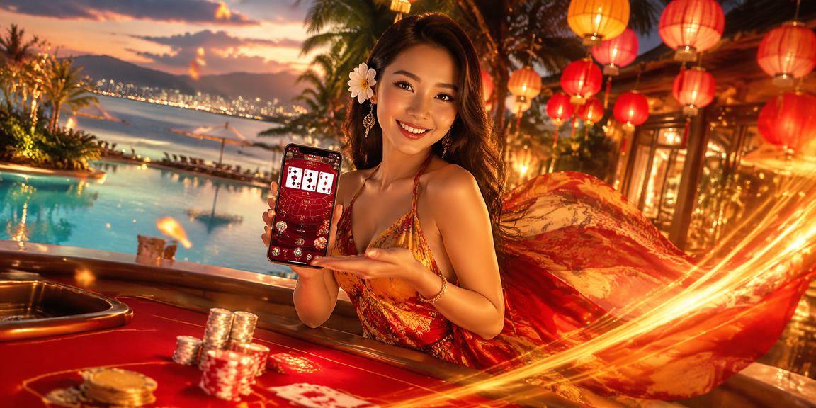Bàn baccarat với đèn lồng Hội An – không khí casino truyền thống Việt Nam